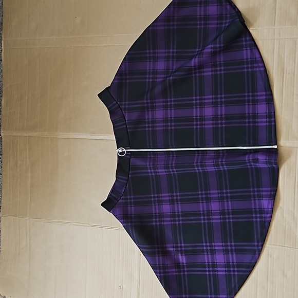 Hot Topic Dresses & Skirts - Hot Topic purple/black plaid full zip front mini skirt-M